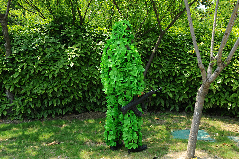 手工粘花樹(shù)葉兩件套偽裝服